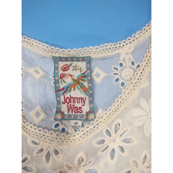 Johnny Was Top Carden Tank White / Ivory Floral Eyelet Rayon Top - Size … - Picture 5 of 7